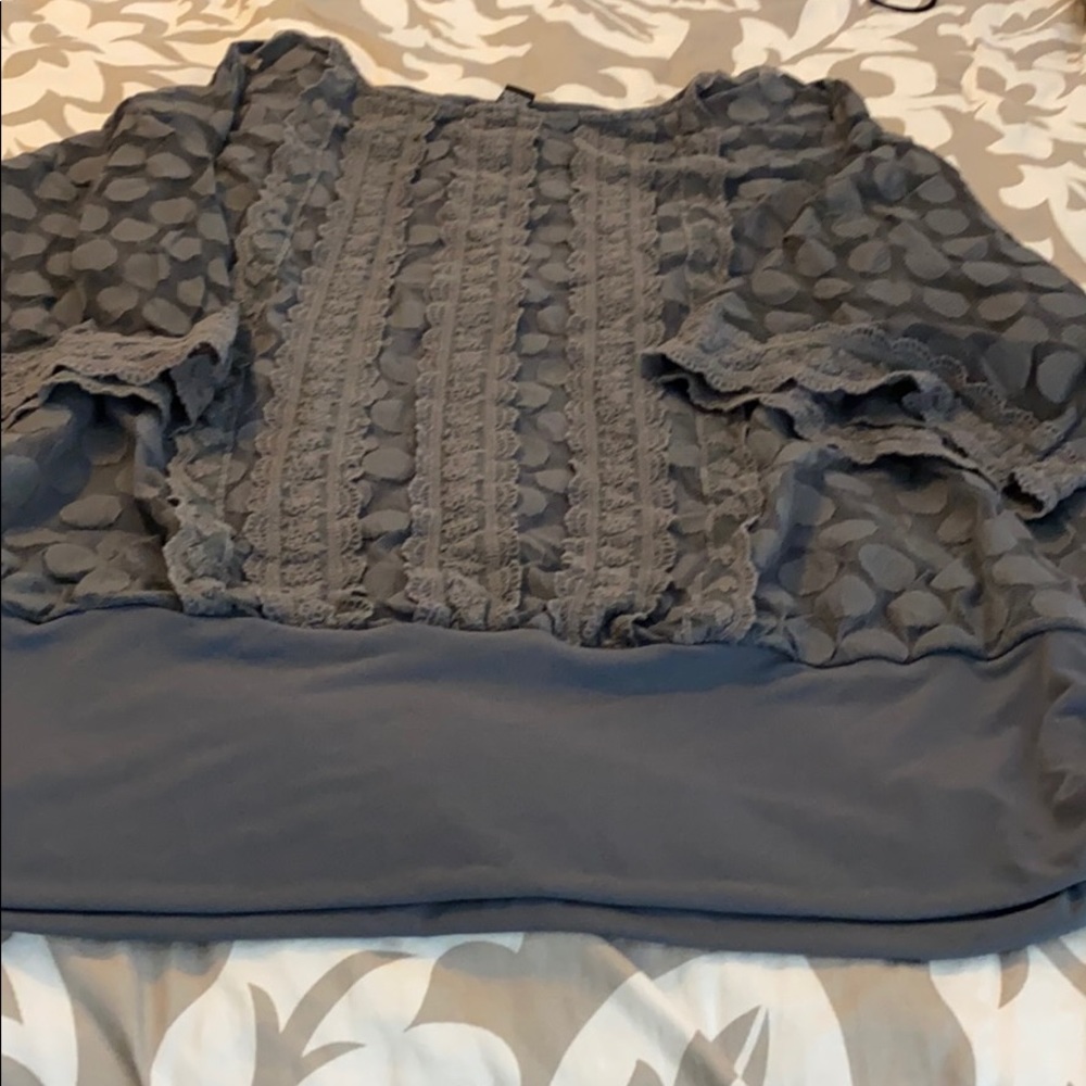 Gray blouse with polka dots